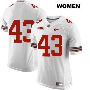 Women's NCAA Ohio State Buckeyes Robert Cope #43 College Stitched No Name Authentic Nike White Football Jersey KZ20A40AV